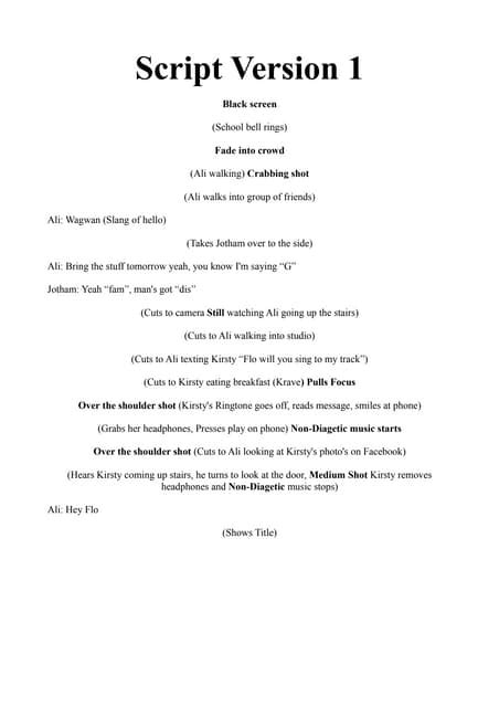Image result for Sample Script Format