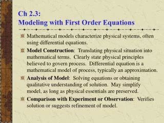 Image result for Modeling with First Order Equations
