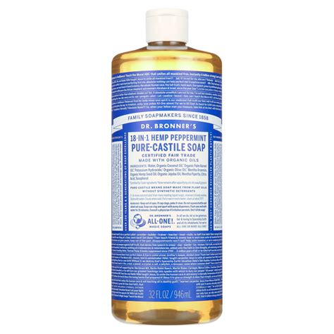 Dr. Bronner’s Magic Soap – Castile Liquid – Peppermint – 32 oz – 18-in-1 Uses – Adults, Teens ...