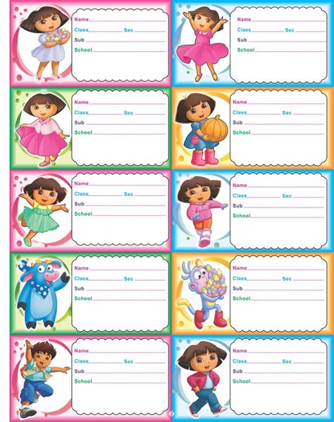 School Labels (Dora Pictures) (90mm x 50mm) Labels Count (300) : Amazon ...
