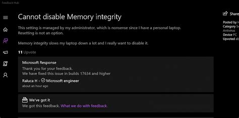 Image result for Memory Integrity Setting Off