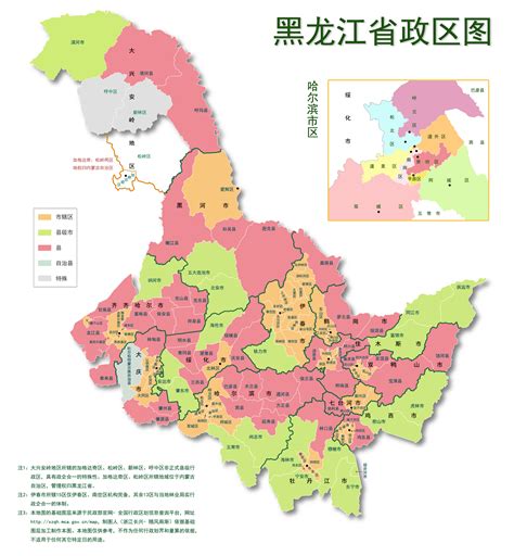 黑龙江省政区地图高清 - 黑龙江省地图 - 地理教师网