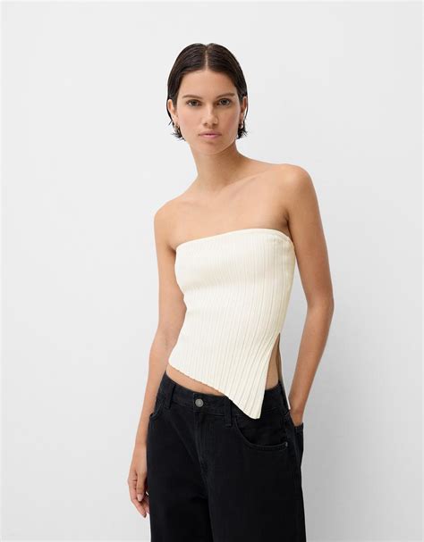 Asymmetric bandeau top - BSK Teen | Bershka