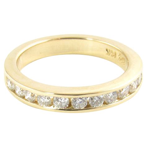 14 Karat Yellow Gold Diamond Wedding Band at 1stDibs