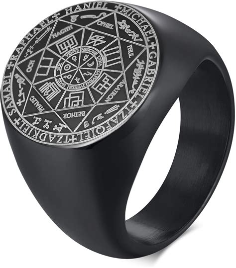 Buy Hisatan The Seal of The Seven Archangels Signet Ring for Men ...