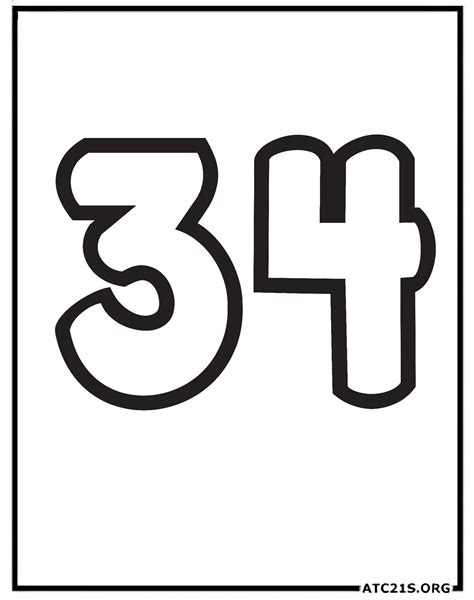 Free Number 34 Coloring Page Download Printable | ATC21S