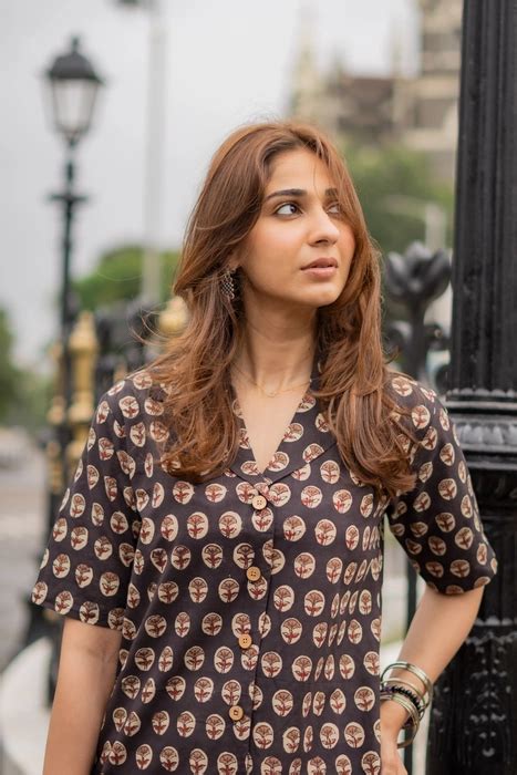 Brown Bagru Motif Handblock Shirt Kurti - NANA - KI