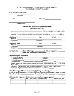18 Printable Financial Affidavit Forms and Templates - Fillable Samples ...