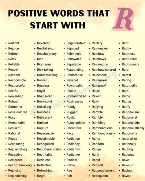 Adjectives For The Letter R