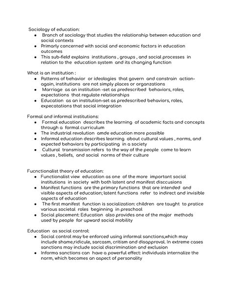 Sociology notes - Sociology of education: Branch of sociology that studies the relationship ...