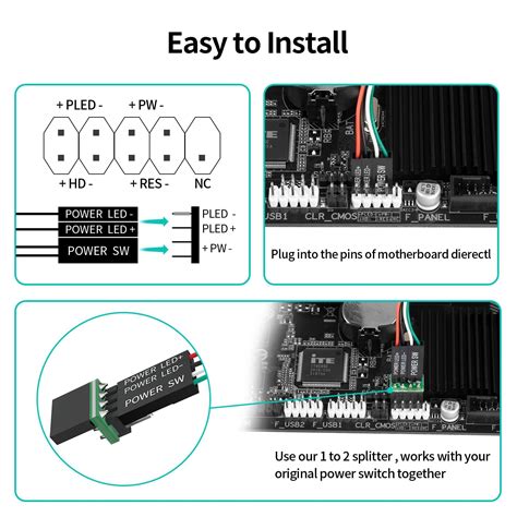 Desktop Power Switch External Pc Power Button With Led Motherboard ...