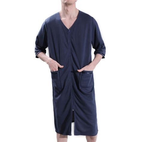 SWSMCLT Men's Soft House Coat Summer Robe Waffle Housecoat Cool Knee ...