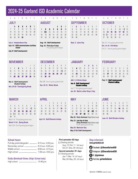 Garland Independent School District Calendar 2025-2026 | GISD