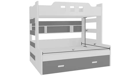 Adona Odessa Bunk Bed with 4 Ft Lower Bed, Pull Out Trundle, Shelves ...