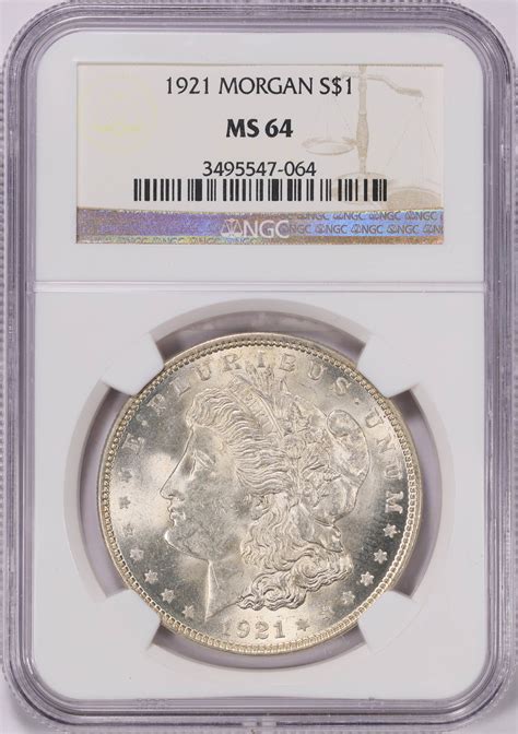1921 Morgan Silver Dollar NGC MS-64 (Item 1857596) | GreatCollections ...