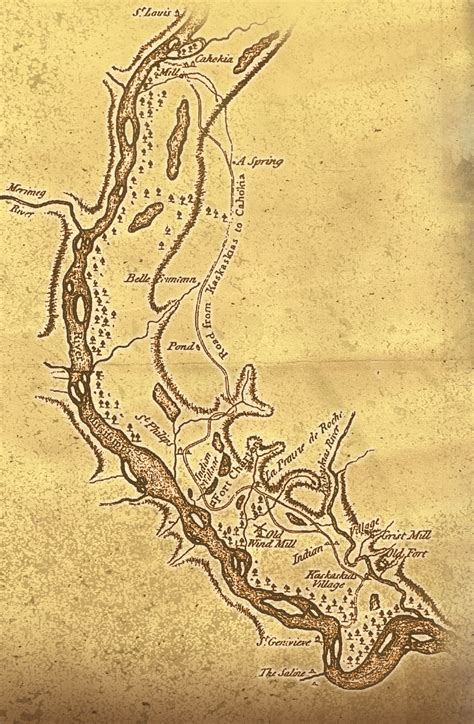 An early map of the Historic Kaskaskia Cahokia Trail in southwestern ...