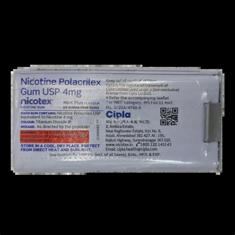 NICOTEX 4MG TABLET 25'S Price, Uses, Side Effects & Substitutes | Medkart