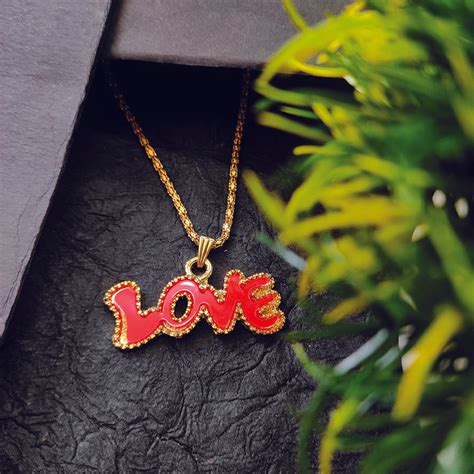 Bhavi Jewels Love Gold Plated Chain Pendant - 1200834