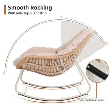 Patio Watcher Moon Rocking Chair Wicker Yellow Stainless Steel Frame ...