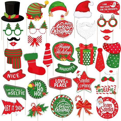 Big, Christmas Photo Booth Props Kit - Pack of 36 | Christmas Party ...