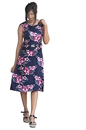 Buy Women Blouson Dark Blue Dress at Amazon.in