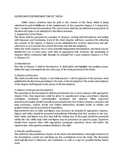 Thesis Format - GUIDELINES FOR PREPARATION OF THESIS While utmost ...