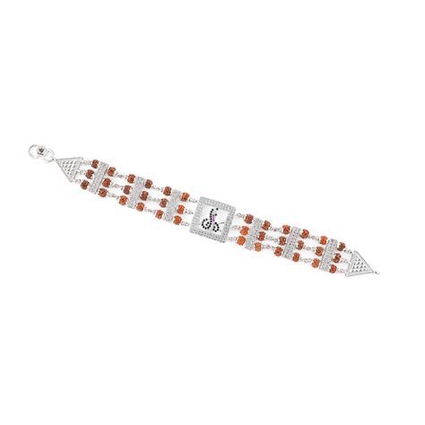 Rudraksha Silver Daimond Goga Tripel Line Bracelet – Prinjal Jewels