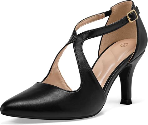 Amazon.com | mysoft Women's Dress Shoes Closed Toe 3 Inch Heels Cross ...