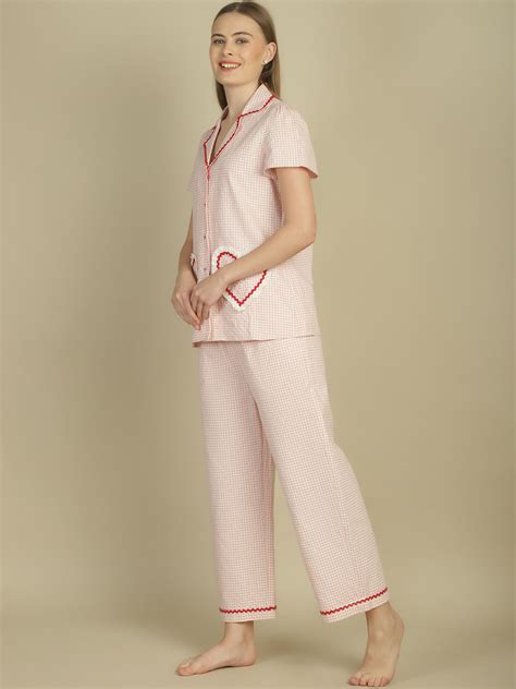 Heart Pink Check Nightwear