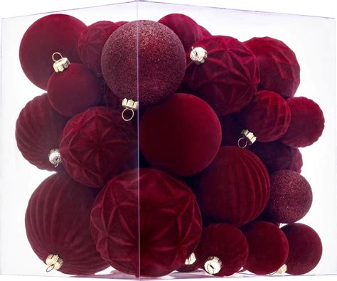 Amazon.com: 60ct Burgundy Shatterproof 4-Finish Christmas Ball ...