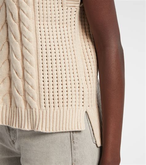 Pixie cable-knit sweater vest in beige - Varley | Mytheresa
