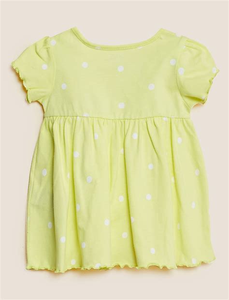 Buy Pure Cotton Polka Dot Dress (0-3 Yrs) at Marks & Spencer