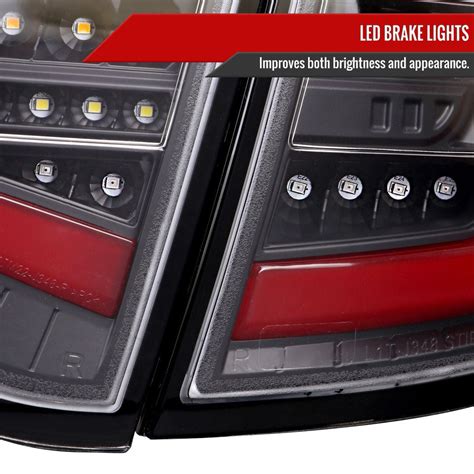 Spec-D Optic Style Sequential LED Tail Lights Matte Black Housing w/ Clear Lens and Red Bar 2008 ...