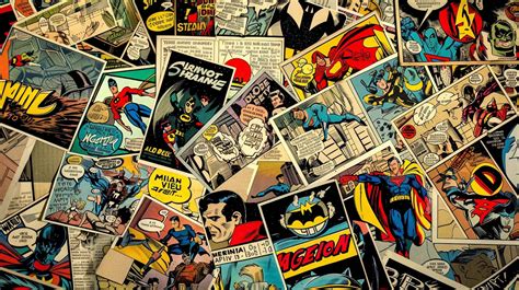 Download Vintage Comic Book Collage Wallpaper | Wallpapers.com