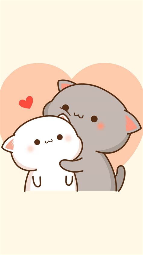 Download Cute_ Cartoon_ Cats_ Hugging Wallpaper | Wallpapers.com