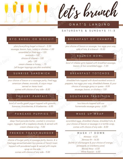 Menu at Gnat's Landing pub & bar, Statesboro