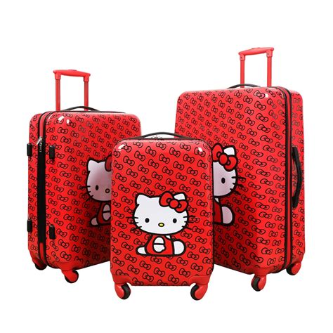 Hello Kitty 3-Piece Luggage Set – 20", 24", and 28" Rolling Suitcases ...