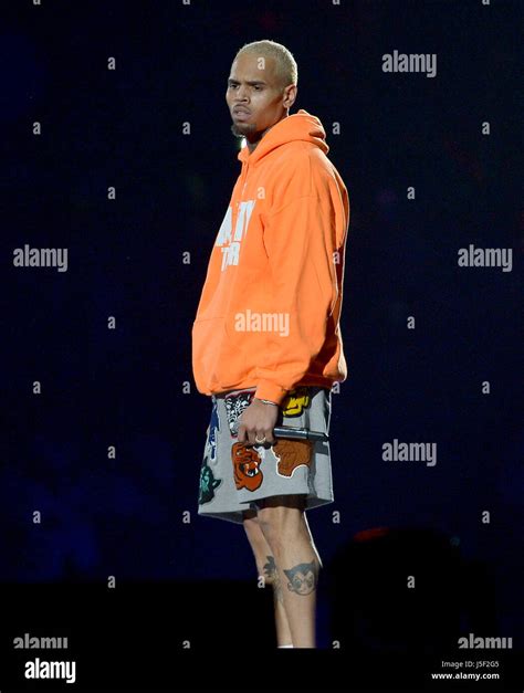 Chris Brown performing live onstage at the American Airlines Arena in ...