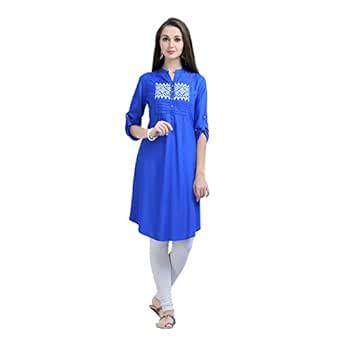 Buy ZOLA Women's Rayon Royal Blue Color Plain Kurti at Amazon.in