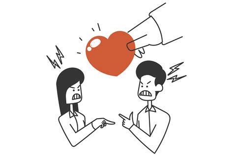 Doodle Hand Give Love to Couple Quarrel Illustration par ...