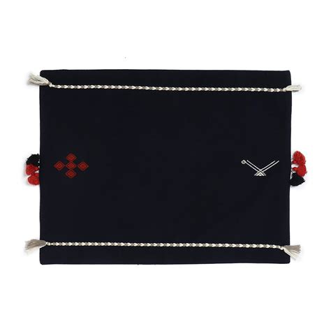 Nitya Extra Weft Cotton Table Mat - Dark Black