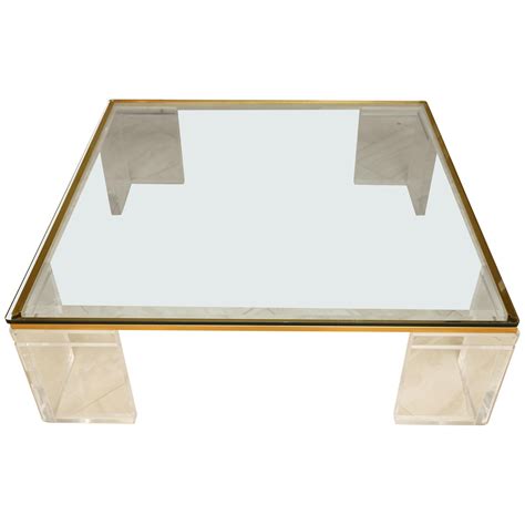 Lucite and Brass Cocktail Table For Sale at 1stDibs