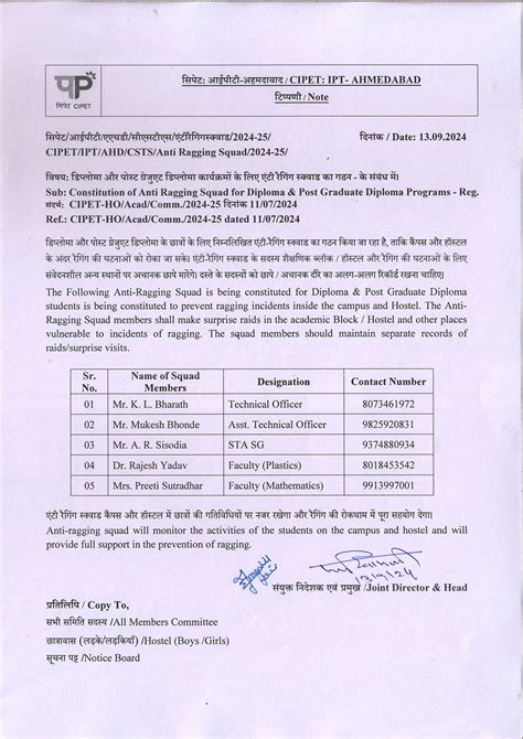 Committees | CIPET : IPT - Ahmedabad | CIPET : Institute of ...