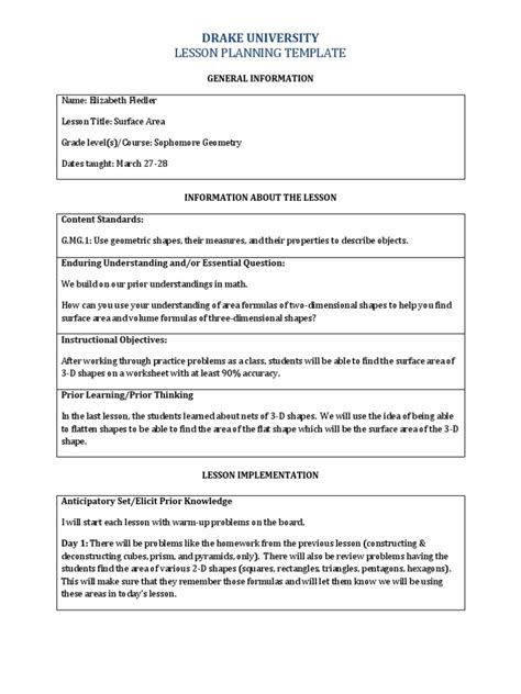 Image result for Surface Area Lessons