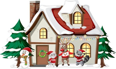 32+ Free Cartoon Christmas House Background 01 Vector