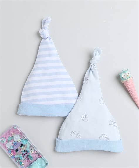 Peb8606 - Sky Blue Baby Boys Knotted Cap Pack Of 2 – Kurate