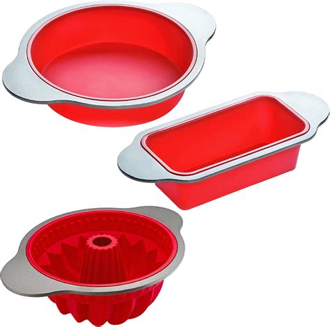 Amazon.com: Boxiki Kitchen Silicone Baking Pans Set. 3 PCS Professional ...