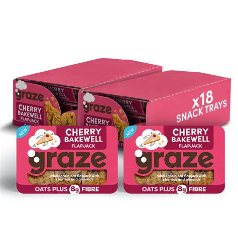 Buy Graze Cherry Bakewell Oat Flapjacks, Vegan y Snacks, High in Fibre ...
