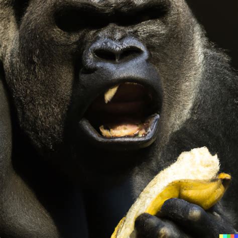 photo of a gorilla crys as it eats the worlds last banana : r/dalle2