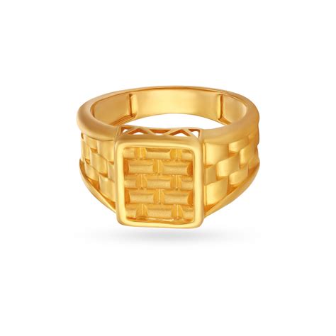 Watch And Line Pattern Gold Finger Ring For Men